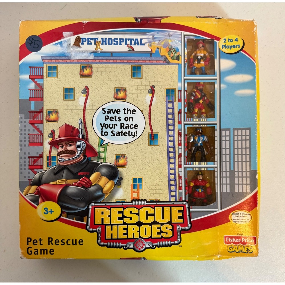 Fisher Price Rescue‎ Heroes Pet Rescue Board Game 2-4 Players Ages 3+ 2002